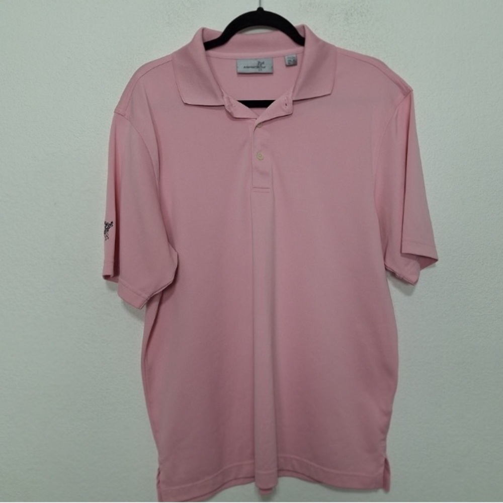Ashworth Men’s Preppy Pink Polo Shirt Gorpcore Performance Golf Top Size M